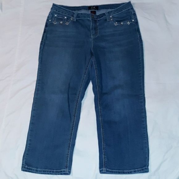 Earl Jean Bling Flap Pocket Cropped Jeans 12‎ - Picture 1 of 6